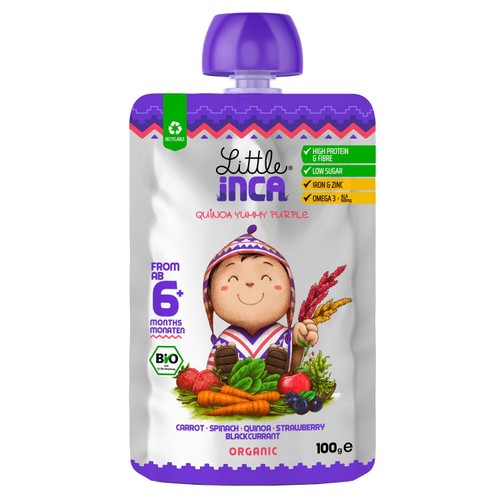 Little Inca Quinoa Yummy Purple Baby Food Pouch 6months+ 100g (Pack of 2)