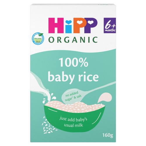 HiPP Organic 100% Baby Rice 6+ Months 160g (Pack of 3)