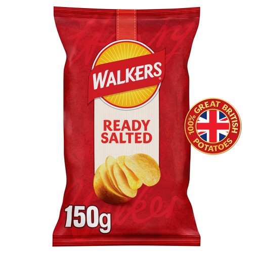 Walkers Ready Salted Sharing Bag Crisps 150g (Pack of 3)