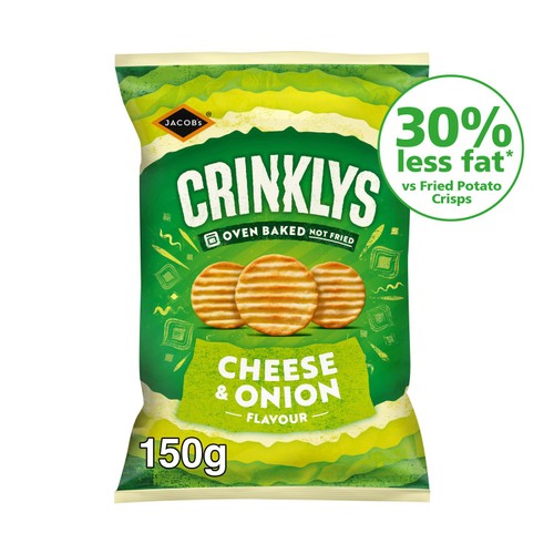 Jacob's Crinklys Cheese & Onion Snacks Share Bag 150g (Pack of 3)