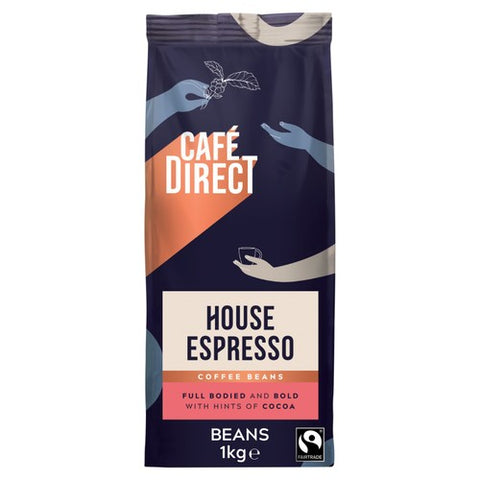 Cafedirect House Blend Fairtrade Espresso Coffee Beans 1kg (Pack of 2)