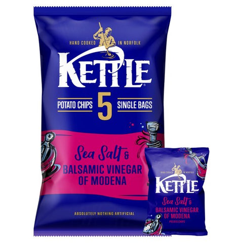 KETTLE Chips sea salt & Balsamic of Modena Multipack 5 x 25g (Pack of 3)