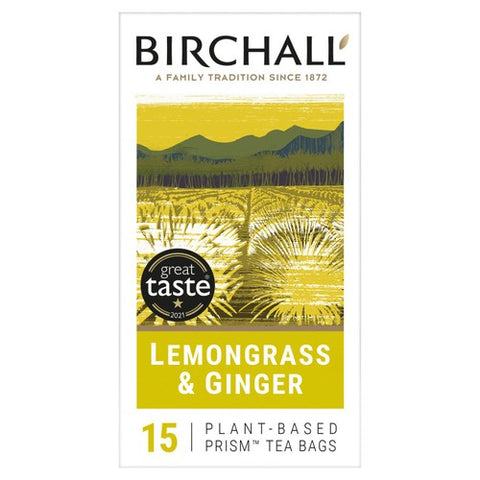 Birchall Lemongrass & Ginger - 15 Prism Tea Bags 15's (Pack of 3)