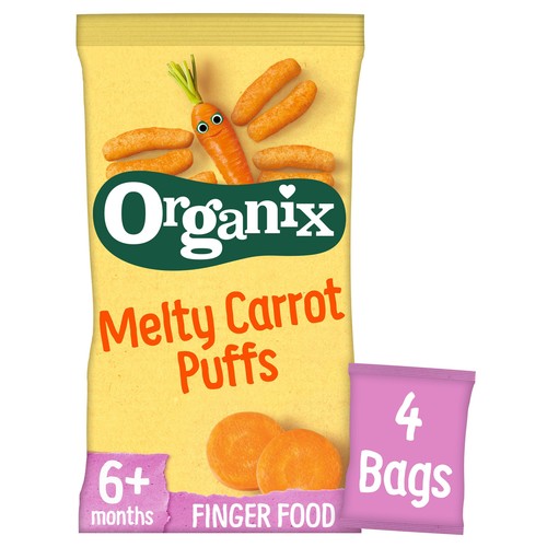 Organix Melty Organic Carrot Baby Puffs Multipack 6 months+ 4 x 18g (Pack of 2)