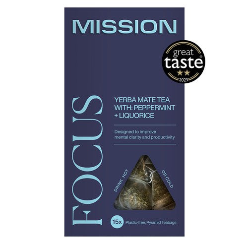 MISSION Focus Yerba Mate Tea Bags with Peppermint + Liquorice 15's (Pack of 3)