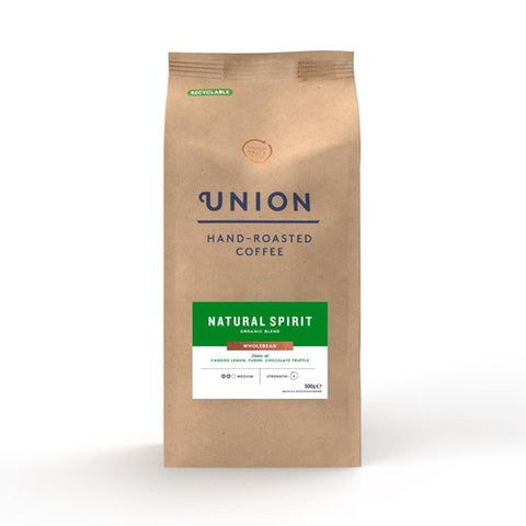Union Hand-Roasted Coffee Natural Sprit Organic Wholebean 500g (Pack of 2)