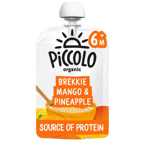 Piccolo Brekkie Mango Pineapple Organic Baby Food Pouch 6mths+ 100g (Pack 3)