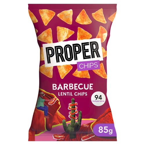 Properchips Barbecue Lentil Chips 85g (Pack of 6)