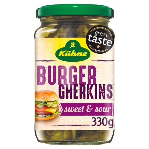 Kuhne Burger Crinkle Cut Gherkins 330g (Pack of 2)