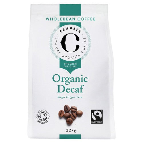 CRU Kafe Organic Fairtrade Decaf Peruvian Coffee Beans 227g (Pack of 2)