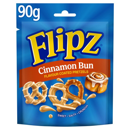 Flipz Cinnamon Bun Flavour Coated Pretzel Snacks 90g (Pack of 6)