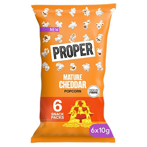 PROPERCORN Multipack Corn Mature Cheddar Popcorn 6 x 10g (Pack of 3)