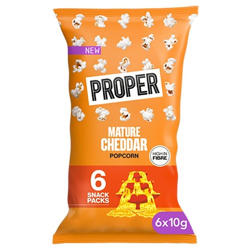 PROPERCORN Multipack Corn Mature Cheddar Popcorn 6 x 10g (Pack of 3)