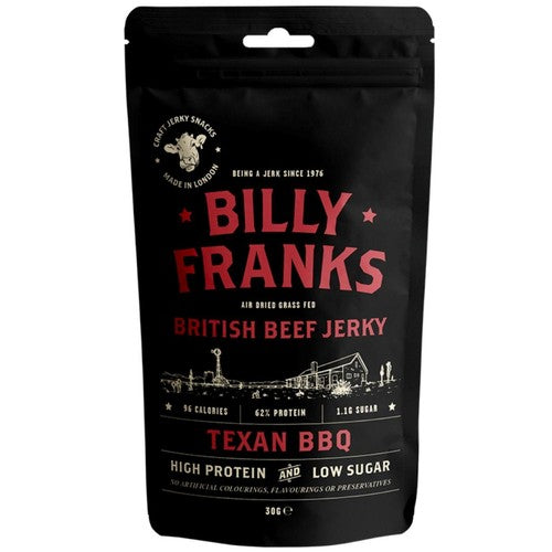 Billy Franks Texan BBQ Beef Jerky 30g (Pack of 3)