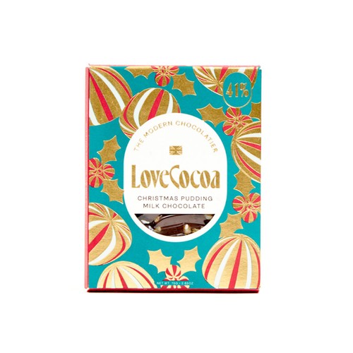 Love Cocoa Christmas Pudding Milk Chocolate Bar 75g (Pack of 3)