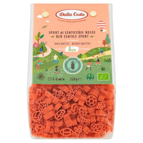 Dalla Costa Gluten Free Organic Red Lentils Sport Pasta 250g (Pack of 3)