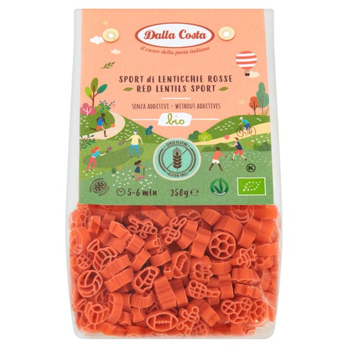 Dalla Costa Gluten Free Organic Red Lentils Sport Pasta 250g (Pack of 3)