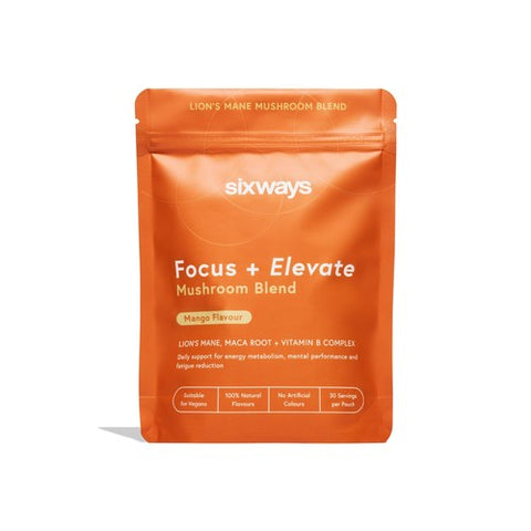 Sixways Focus Elevate, Lion's Mane Supplement, Mango Flavour 150g (Pack 2)