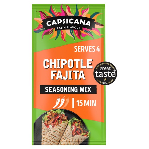 Capsicana Mexican Smoked Cumin Chipotle Fajita Medium/Hot 28g (Pack 2)