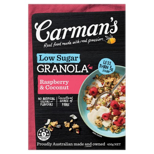 Carman's Kitchen Granola Raspberry & Coconut Low Sugar 450g (Pack of 3)