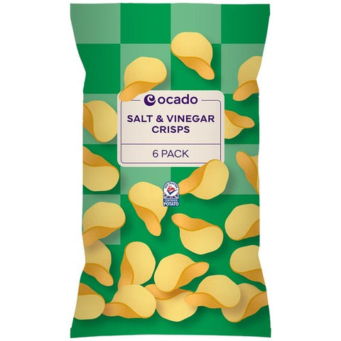 Ocado Salt & Vinegar Crisps Multipack 6 x 25g (Pack of 3)