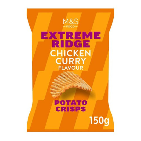 M&S Chicken Curry Extreme Ridge Cut Crisps 150g (Pack of 3)