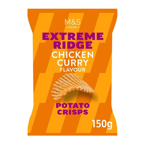 M&S Chicken Curry Extreme Ridge Cut Crisps 150g (Pack of 3)