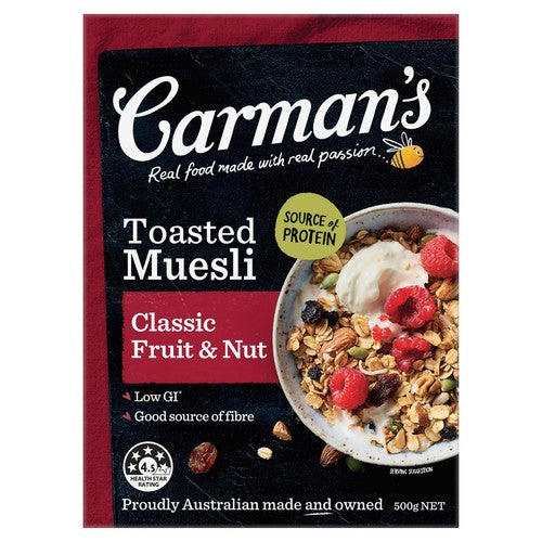 Carmans Kitchen Classic Fruit and Nut Muesli Box 500g (Pack of 3)