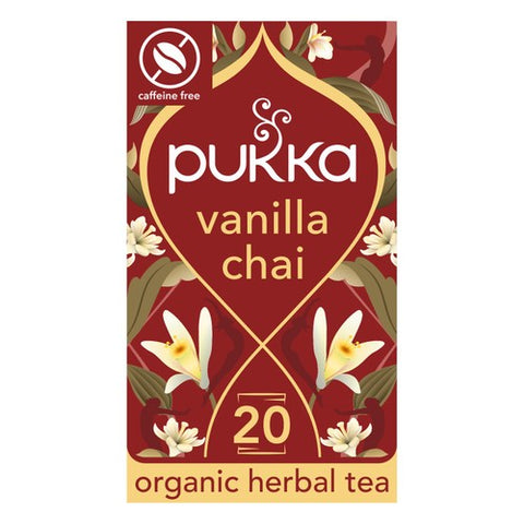 Pukka Organic Vanilla Chai Tea Home-Compostable Herbal Tea Bags 20's (Pack of 3)