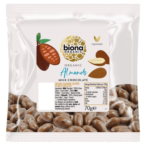 Biona Organic Almonds Milk Chocolate 70g (Pack of 3)