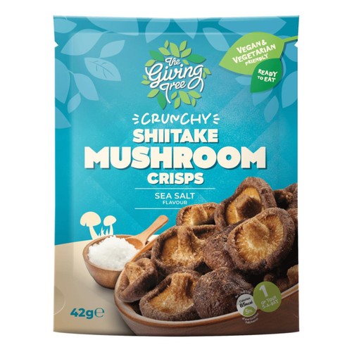 Giving Tree Vacuum Fried Mixed Shitake Mushroom Sea Salt 42g (Pack of 6)