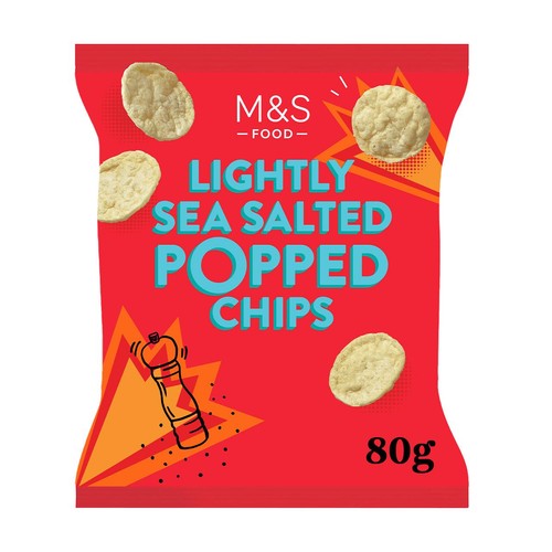 M&S Lightly Sea Salted Popped Potato Chips 80g (Pack of 6)