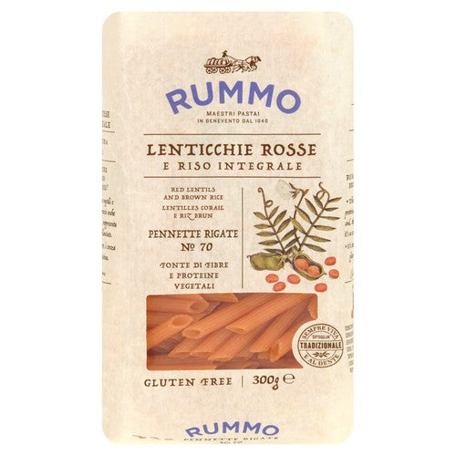 Rummo Lentil Pennette Rigate Lenticchie Rosse Pasta No.70 300g (Pack 3)