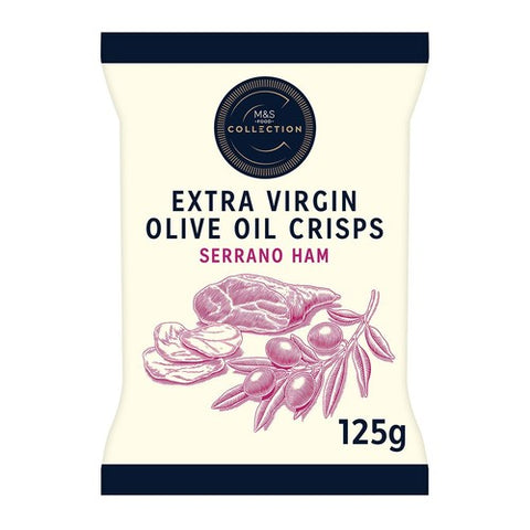 M&S Collection Extra Virgin Olive Oil with Serrano Ham Crisps 125g (Pack of 3)