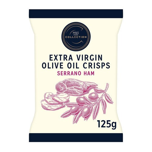 M&S Collection Extra Virgin Olive Oil with Serrano Ham Crisps 125g (Pack of 3)