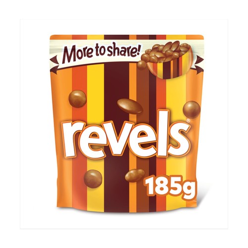 Revels Milk Chocolate with Raisins Coffee or Orange Pouch Bag 185g (Pack 3)