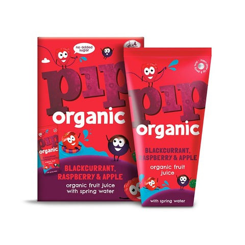 Pip Organic Blackcurrant, Raspberry Apple Juice 4 x 180ml (Pack 2)