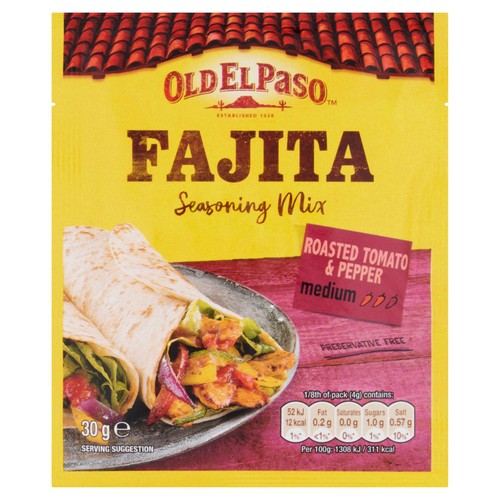 Old El Paso Roasted Tomato & Peppers Fajita Seasoning Mix 30g (Pack of 2)