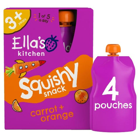 Ella's Kitchen Carrot Orange Multipack Pouch 3+ Years 4 x 100g (Pack 2)