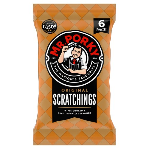 Mr. Porky Original Pork Scratchings Multipack 6 x 16g (Pack of 3)