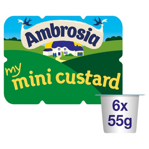 Ambrosia Mini Custard Dessert Snack Pots 6 x 55g (Pack of 2)