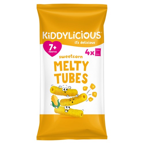 Kiddylicious Melty Tubes Sweetcorn 4 x 10g (Pack of 3)