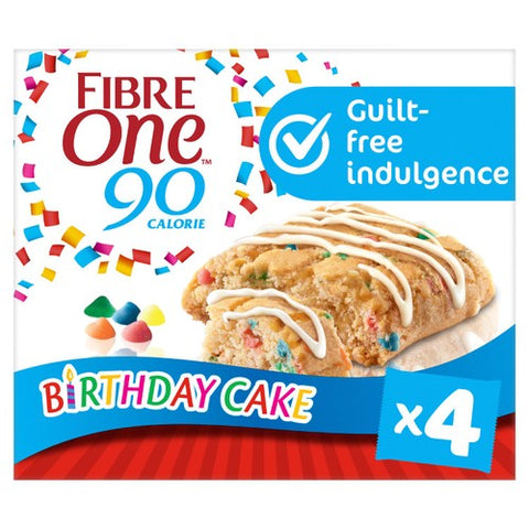 Fibre One 90 Calorie Birthday Cake Bars 4 x 24g (Pack of 3)