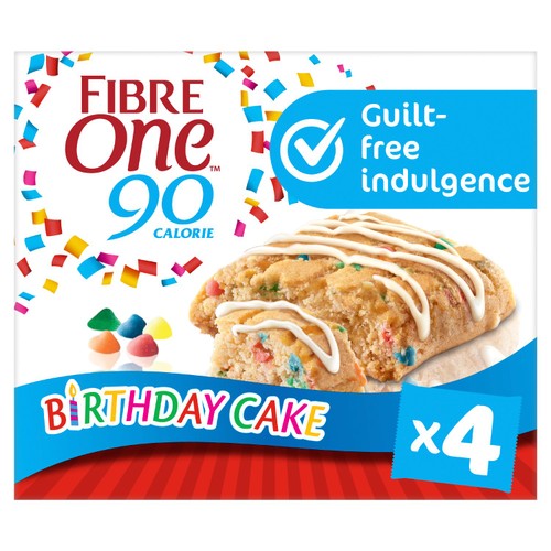 Fibre One 90 Calorie Birthday Cake Bars 4 x 24g (Pack of 3)