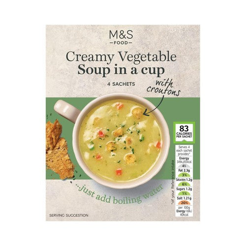 M&S Creamy Vegetable Cup Soup 4 x 22g (Pack of 2)