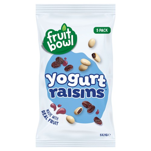 Fruit Bowl Raisin Yogurt Flakes 5 x 21g (Pack of 3)