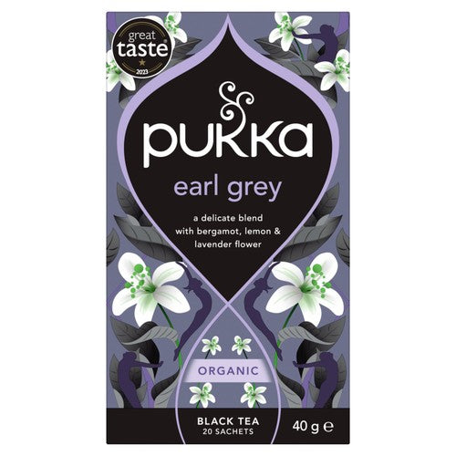 Pukka Organic Earl Grey Tea 20 Home Compostable Black Tea Bags 20's (Pack of 3)