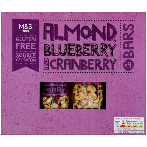 M&S Almond, Blueberry & Cranberry Bars 4 x 40g (Pack of 3)
