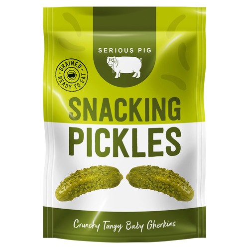 Serious Pig Snacking Pickles Crunchy Tangy Mini Gherkins 40g (Pack of 2)