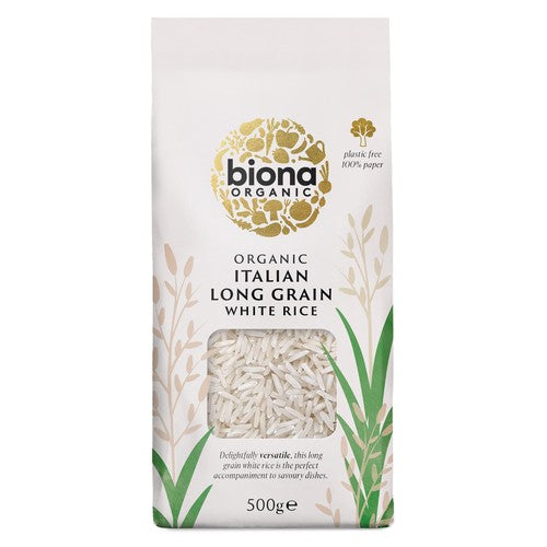 Biona Organic Long Grain Italian White Rice 500g (Pack of 3)